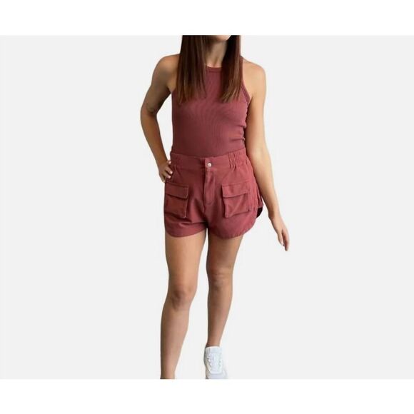 Bobi Knit Twill Shorts with Pockets in Rustic Size Large - Picture 2 of 4